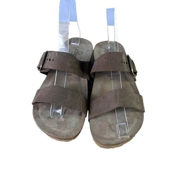 Yokono Sandals Womens 7.5 Brown Leather Upper Wedge Cork Brown Made in Spain - Picture 1 of 8